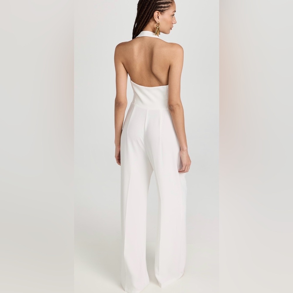 Amanda Uprichard White Sleeveless Vest Jumpsuit with Wide-Leg Trousers - Picture 3 of 11